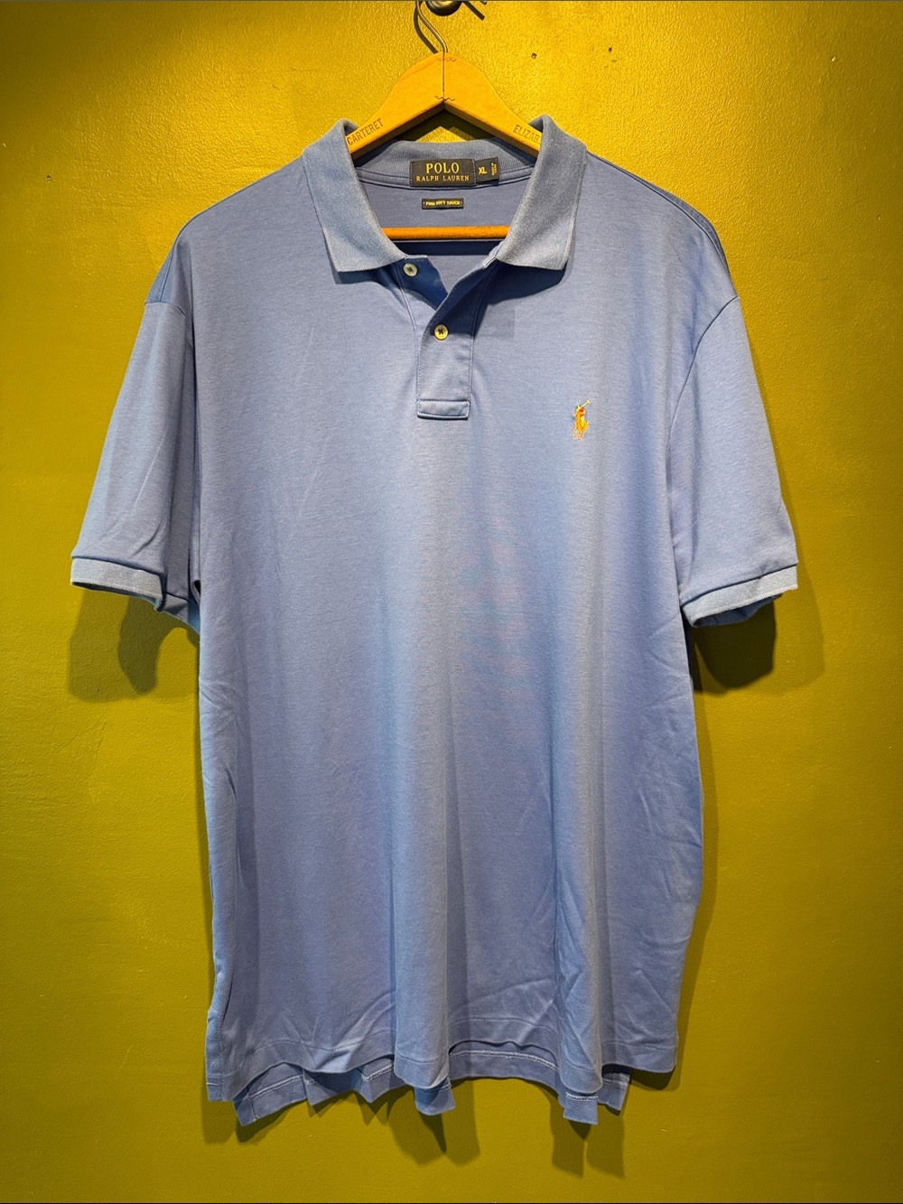 Polo by Ralph Lauren Men’s Blue Polo with Yellow Pony